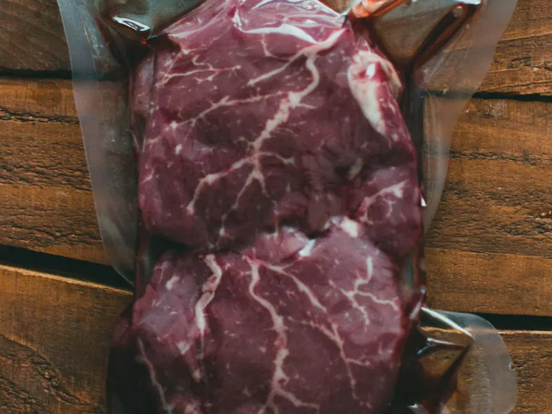 Beef steaks sealed in a vacuum pack